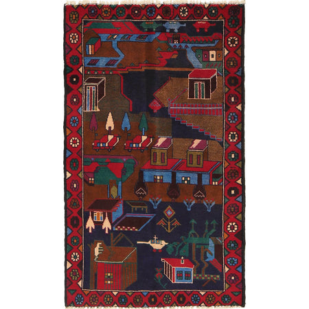 Pictorial Rug Handmade Multi Design