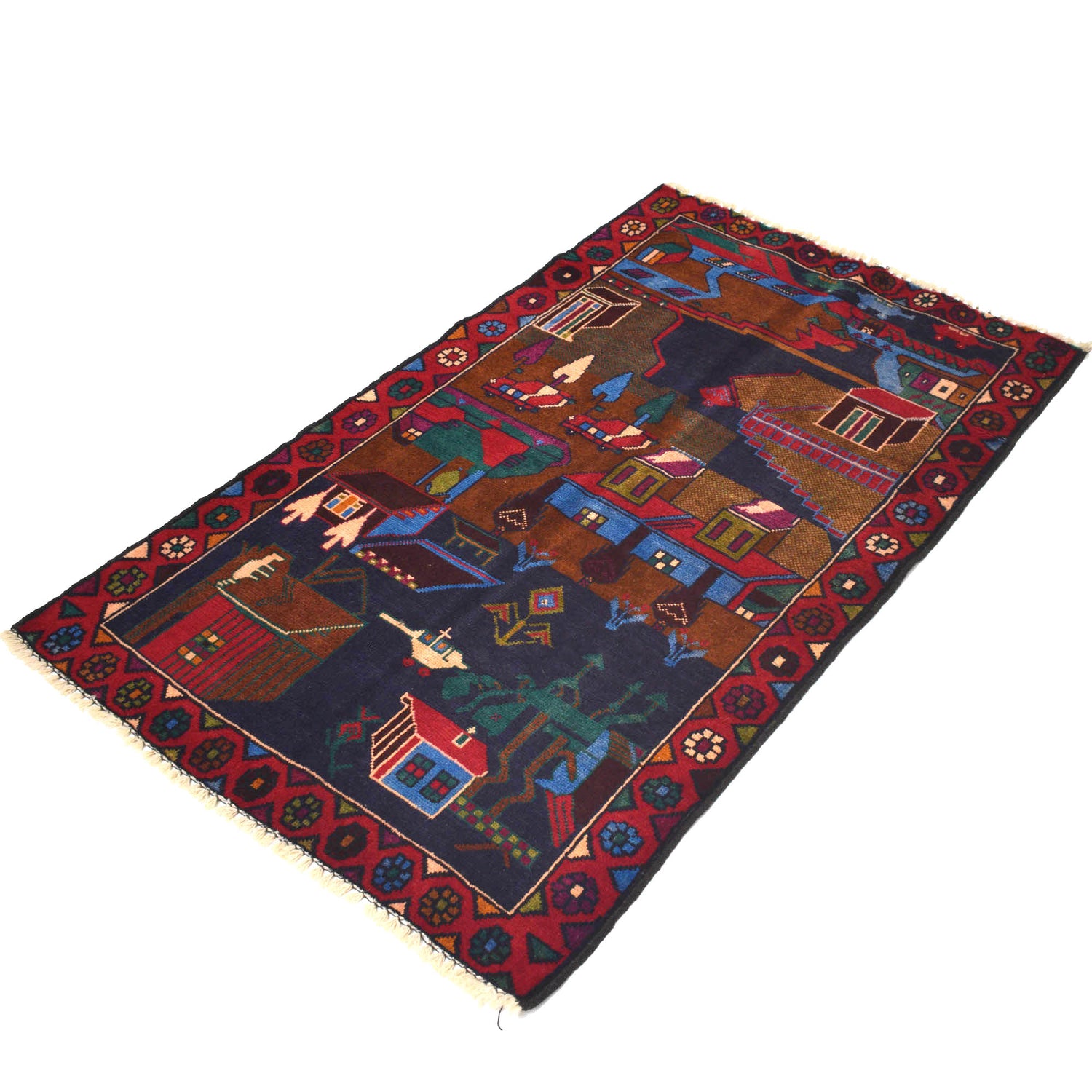 Pictorial Rug Handmade Multi Design