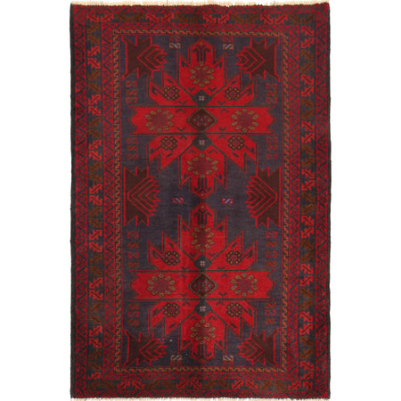 Baluchi Rug Handmade Blue Geometric 3x5 ft
