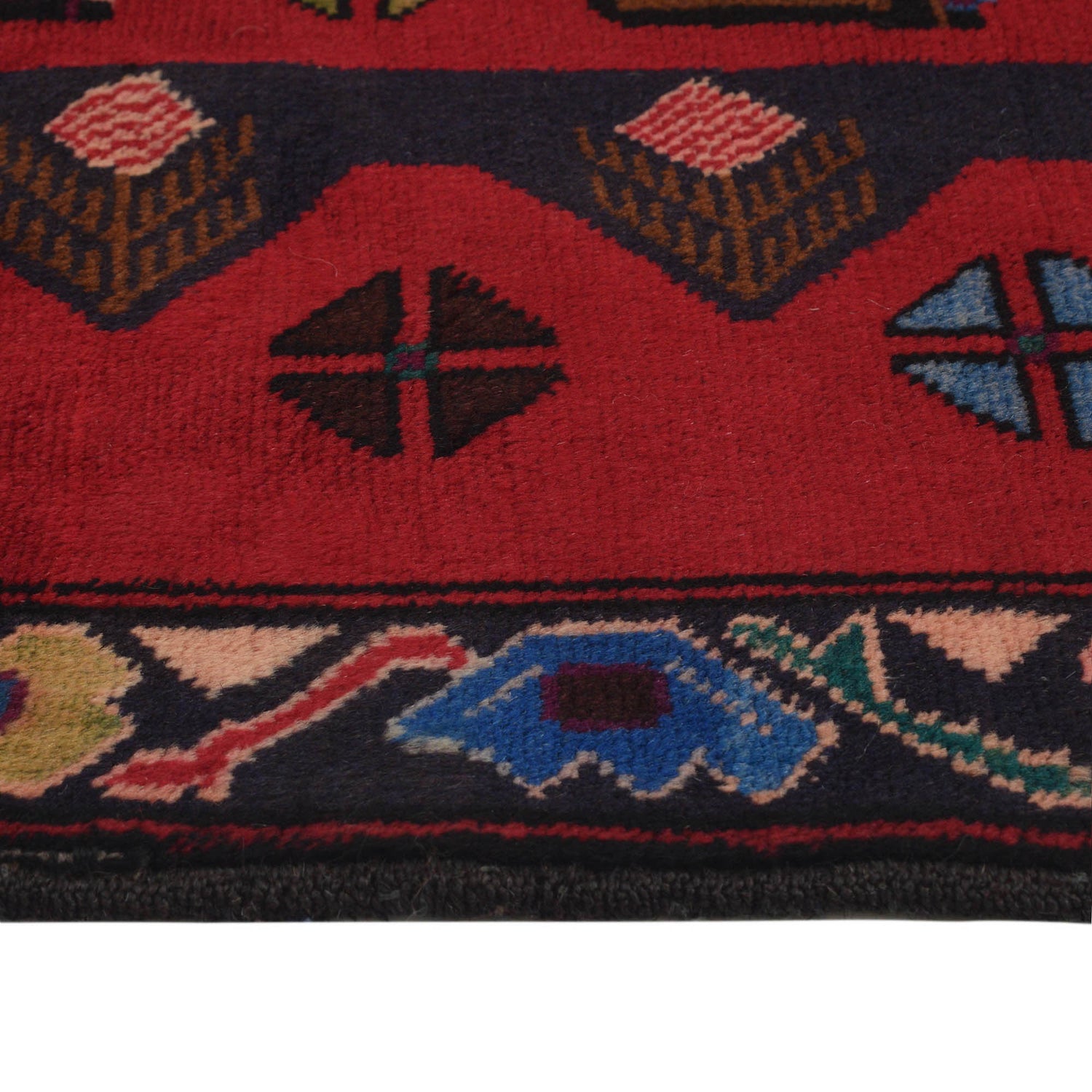 Pictorial Rug Handmade Red Design