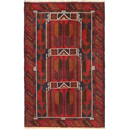 Baluchi Rug Handmade Multi Prayer Design 2x4 ft