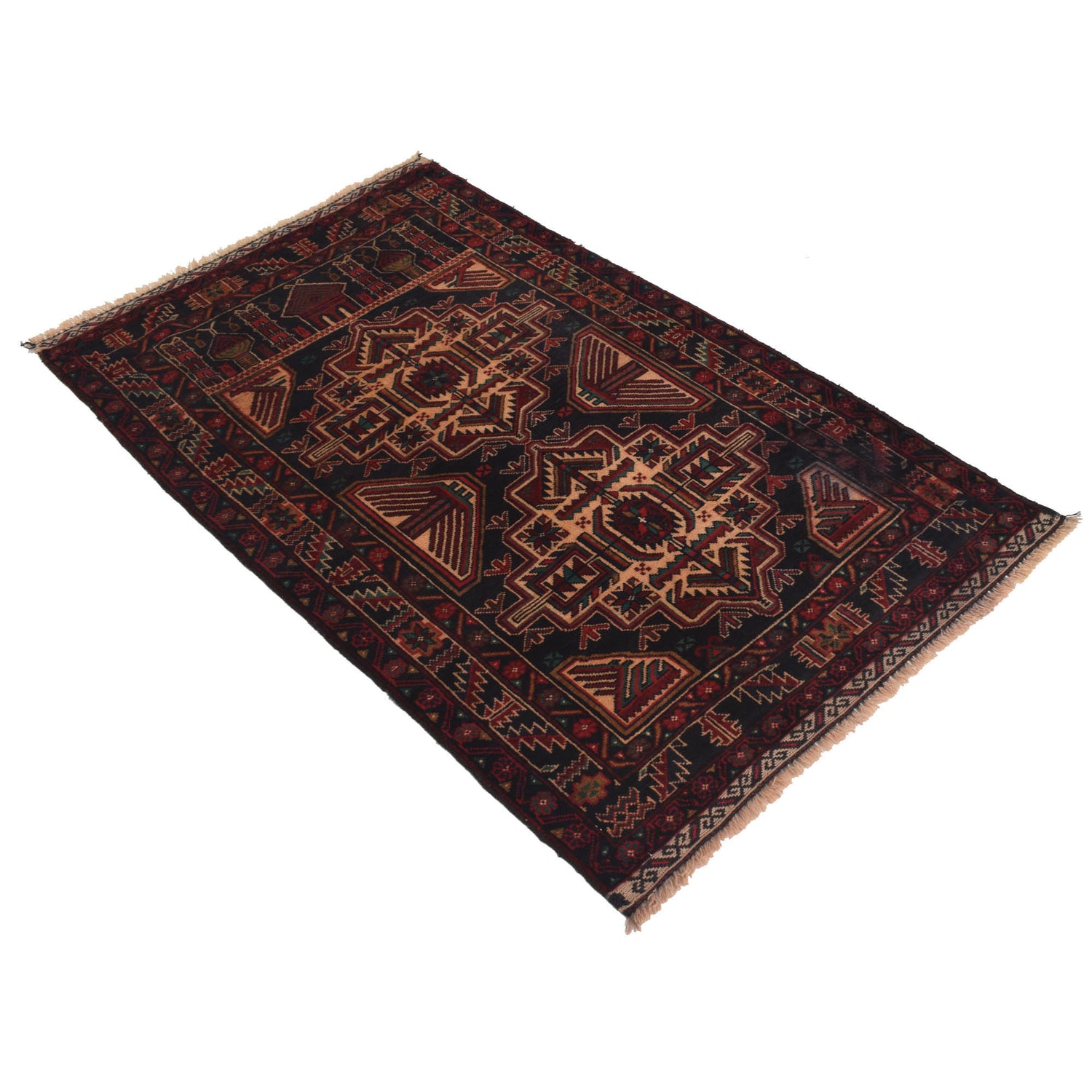 Baluchi Rug Handmade Multi Prayer Design 3x5 ft
