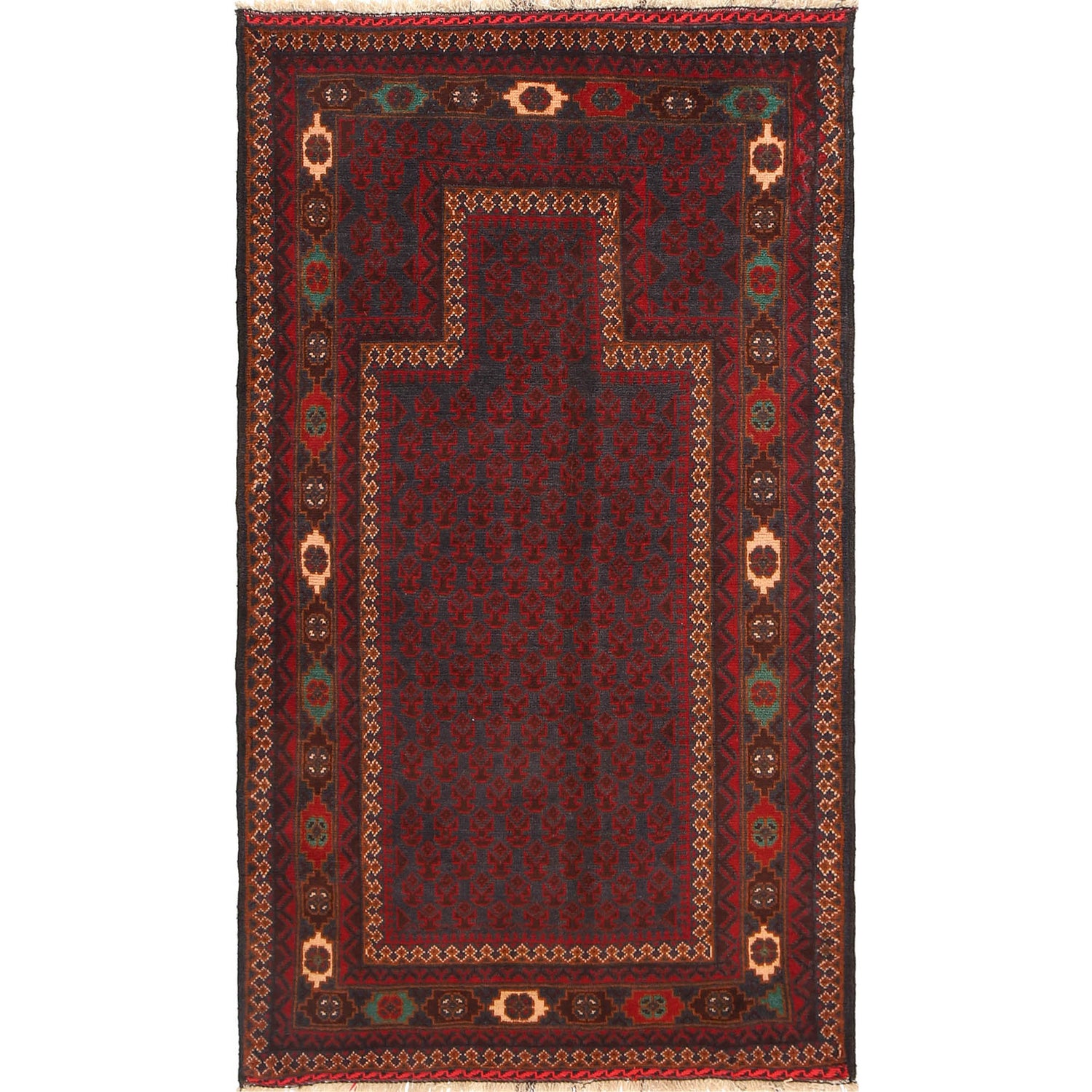 Baluchi Rug Handmade Multi Prayer Design 3x5 ft