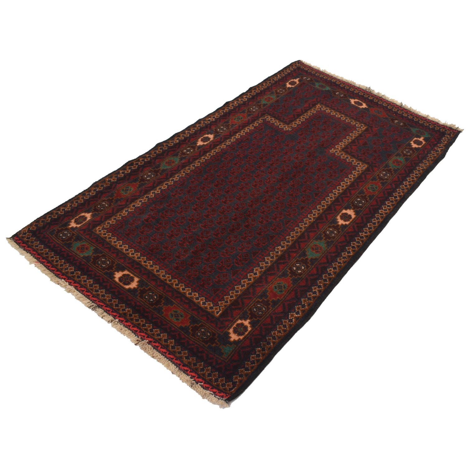 Baluchi Rug Handmade Multi Prayer Design 3x5 ft