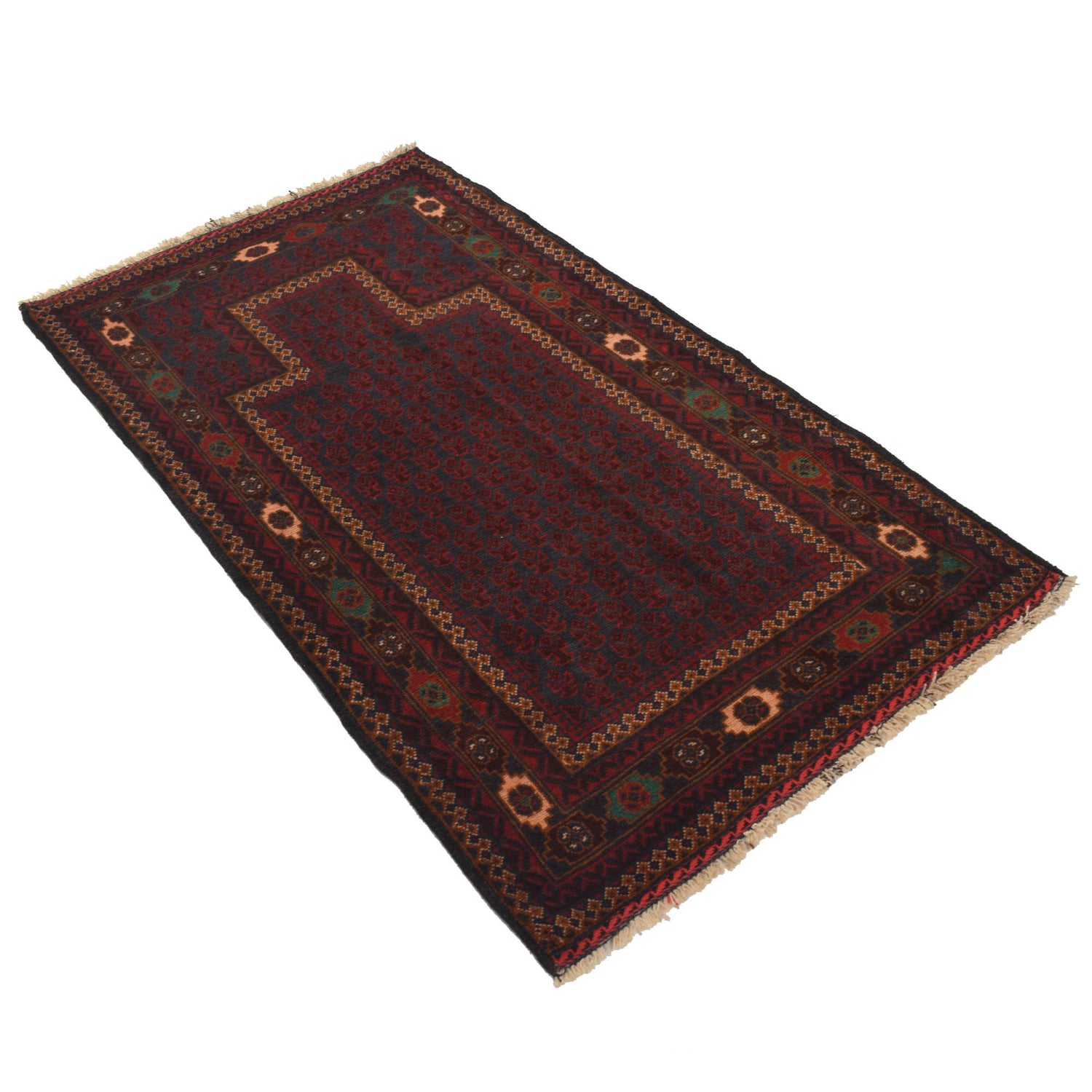 Baluchi Rug Handmade Multi Prayer Design 3x5 ft