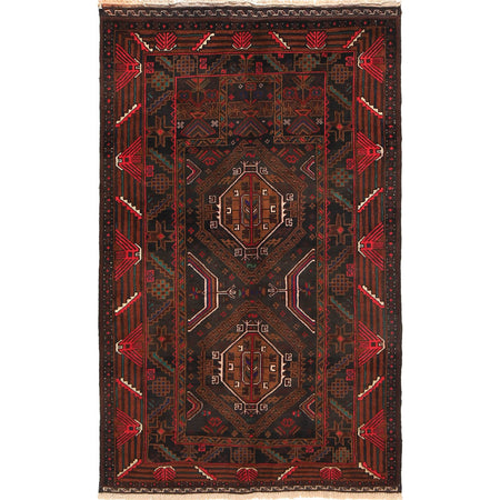 Baluchi Rug Handmade Multi Prayer Design 3x5 ft