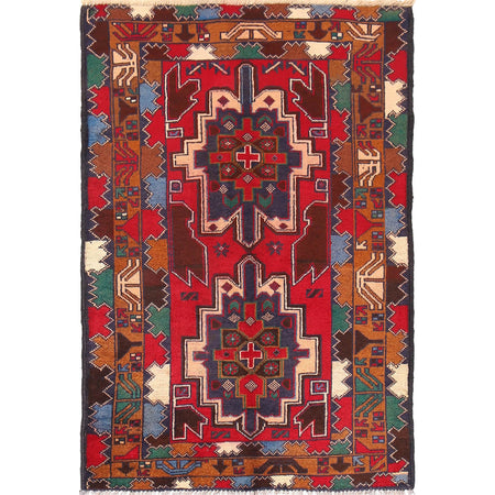 Baluchi Rug Handmade Multi Geometric 3x5 ft