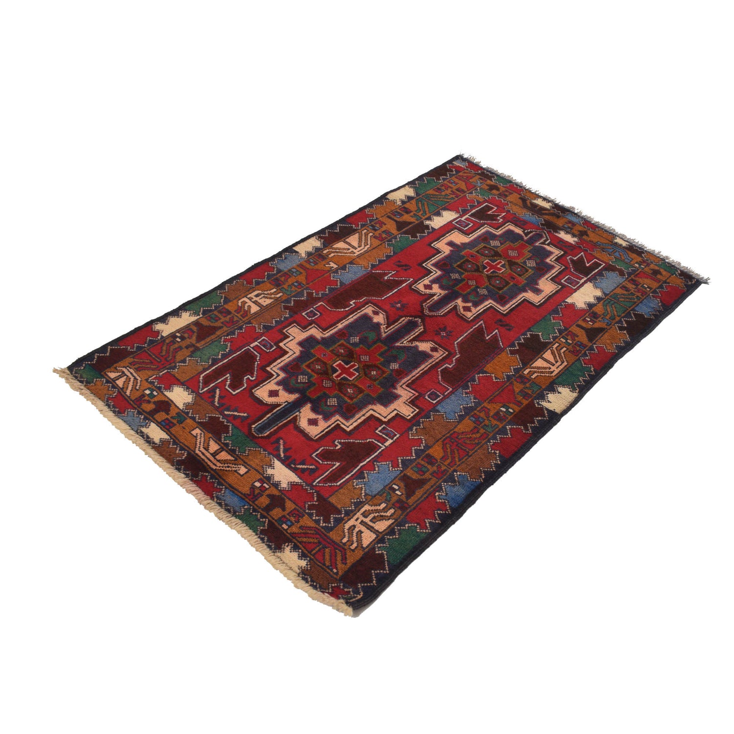 Baluchi Rug Handmade Multi Geometric 3x5 ft
