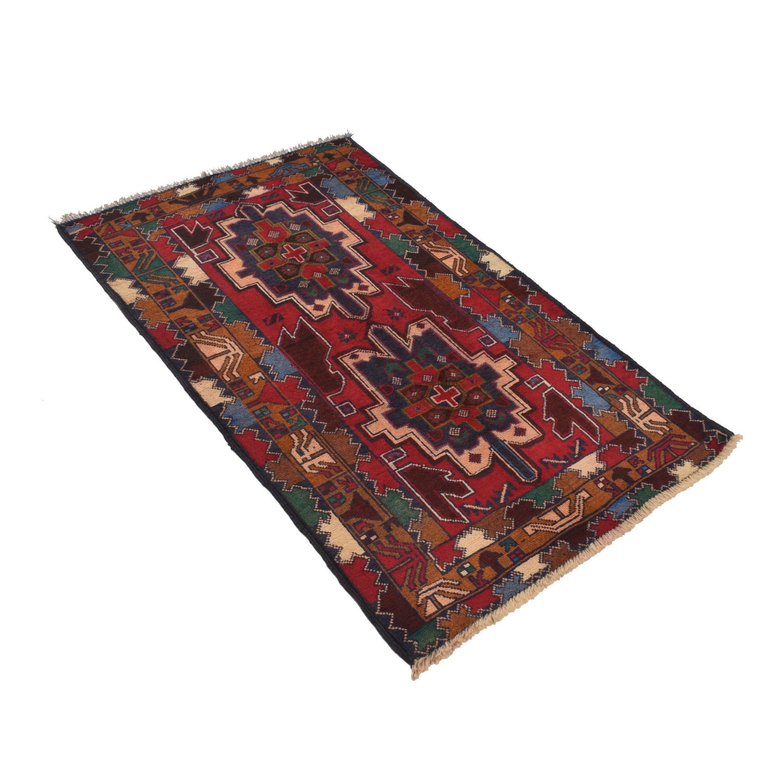 Baluchi Rug Handmade Multi Geometric 3x5 ft