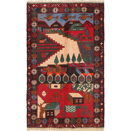 Pictorial Rug Handmade Multi Design