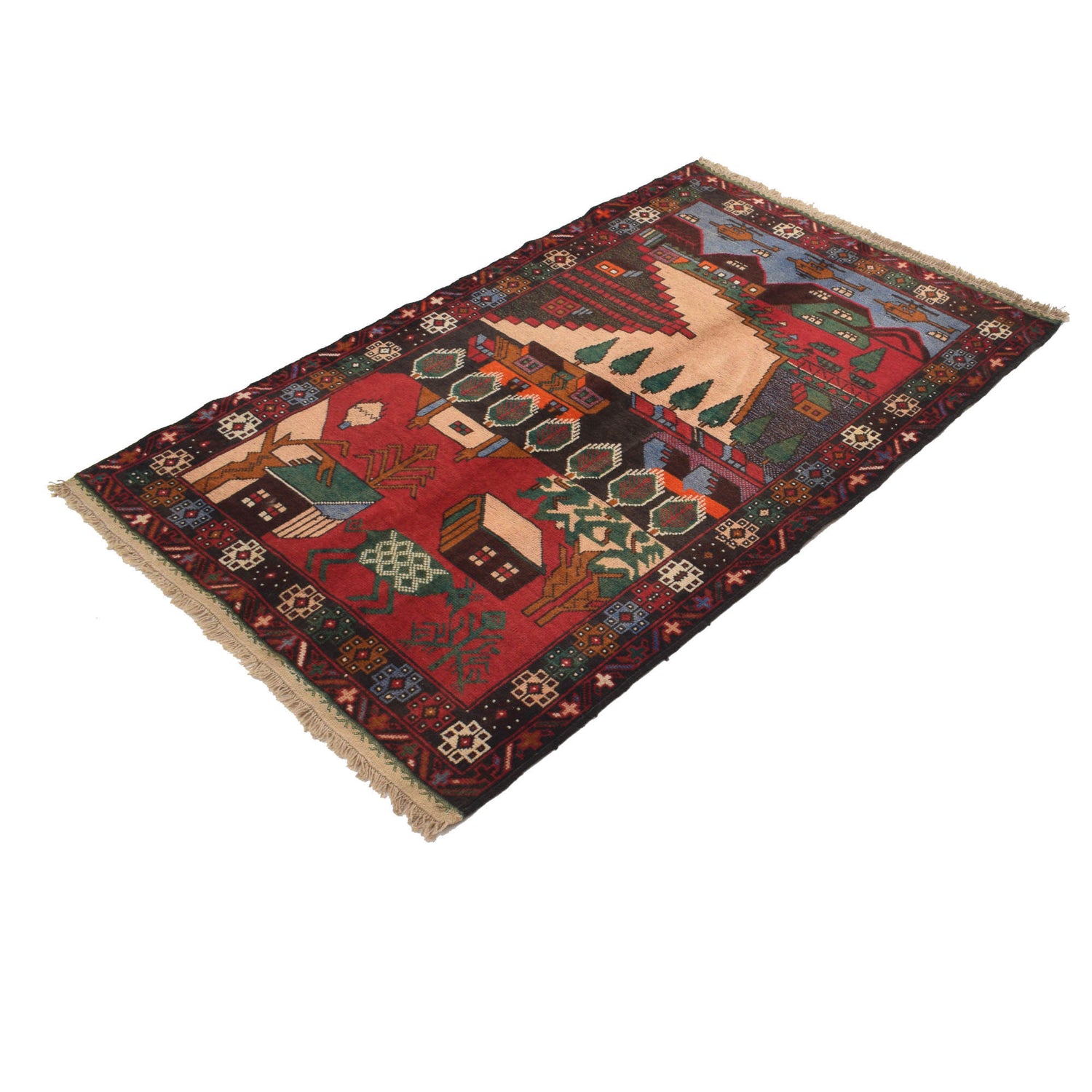 Pictorial Rug Handmade Multi Design