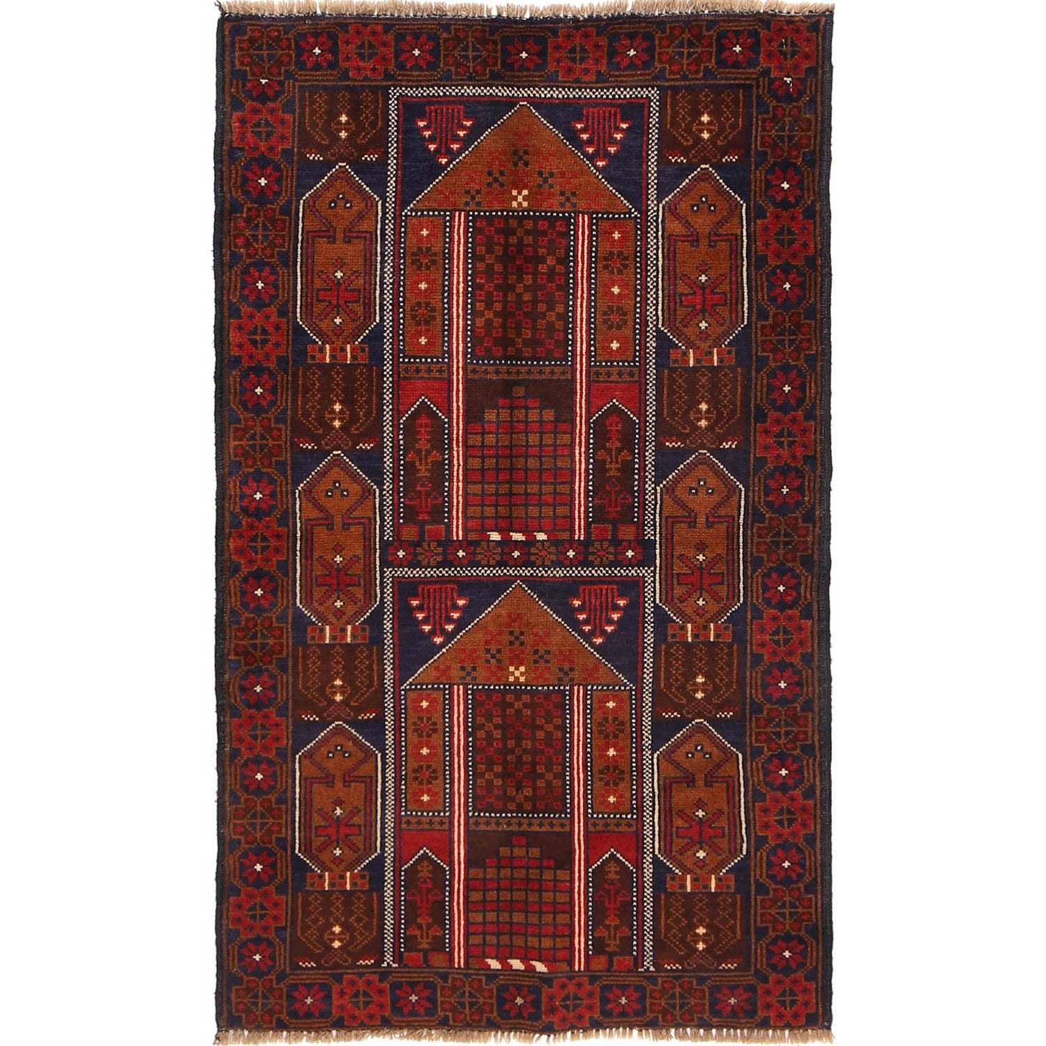 Baluchi Rug Handmade Multi Geometric 3x5 ft