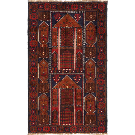 Baluchi Rug Handmade Multi Geometric 3x5 ft