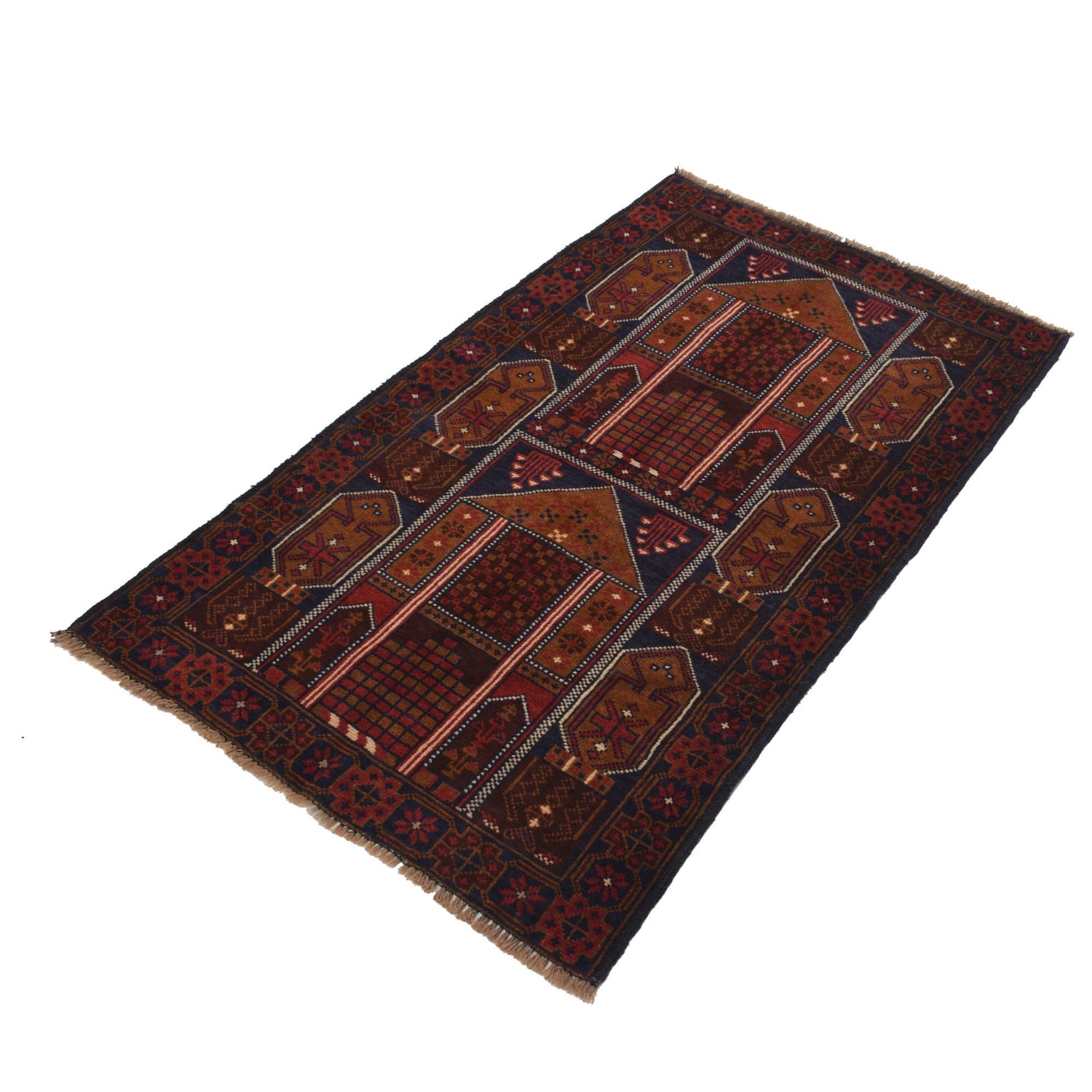 Baluchi Rug Handmade Multi Geometric 3x5 ft