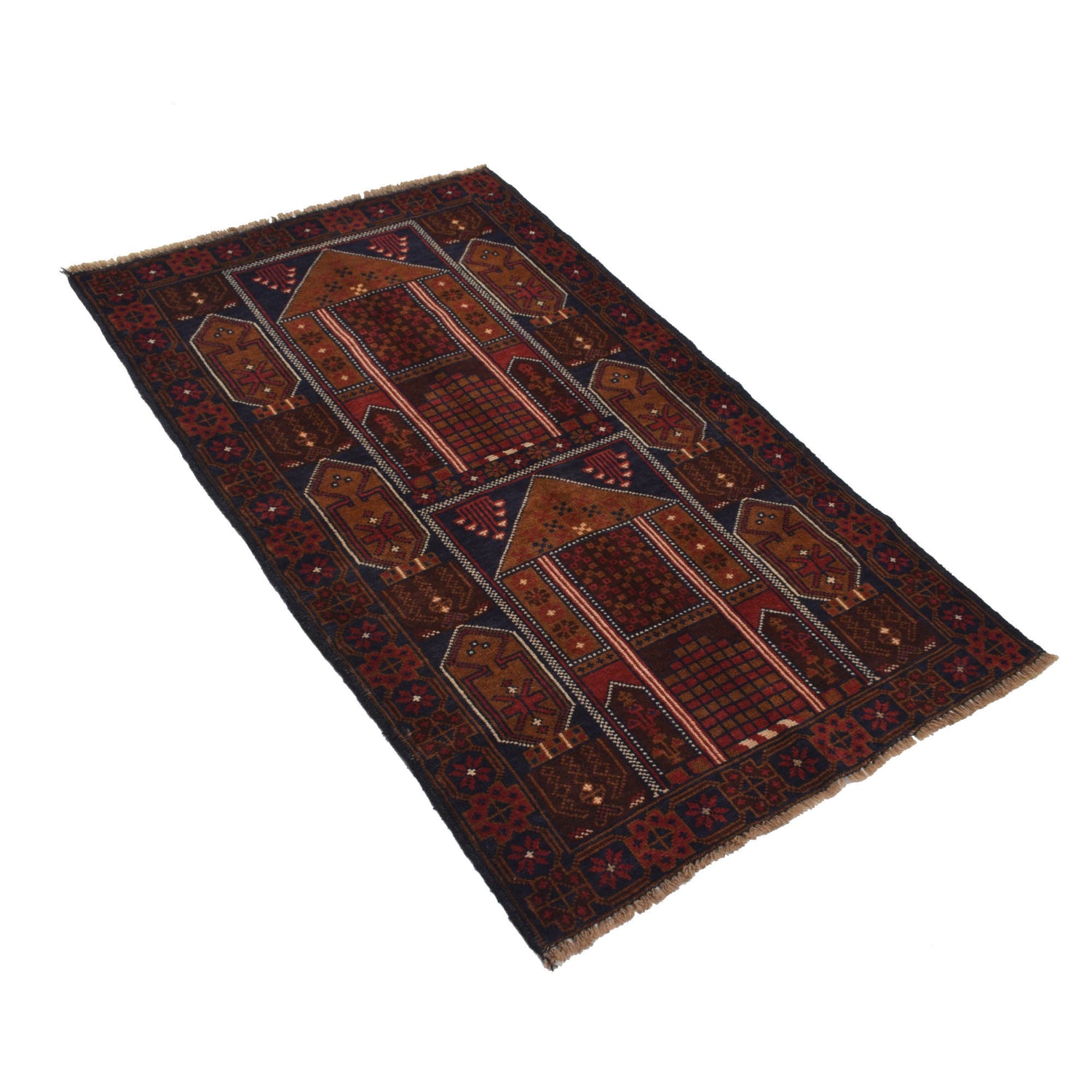 Baluchi Rug Handmade Multi Geometric 3x5 ft