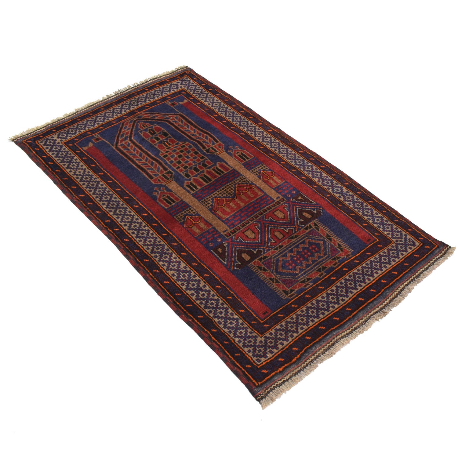 Baluchi Rug Handmade Multi Prayer Design 3x5 ft