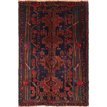 Baluchi Rug Handmade Multi Geometric 3x5 ft