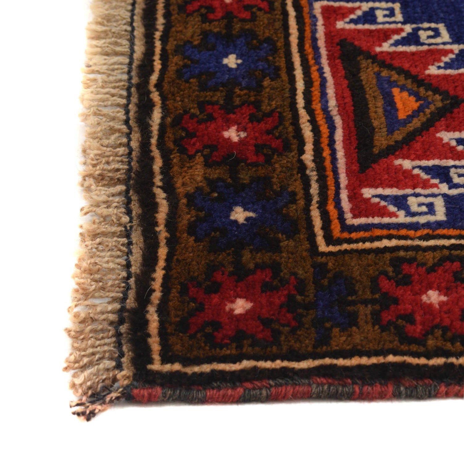 Baluchi Rug Handmade Blue Geometric 3x5 ft