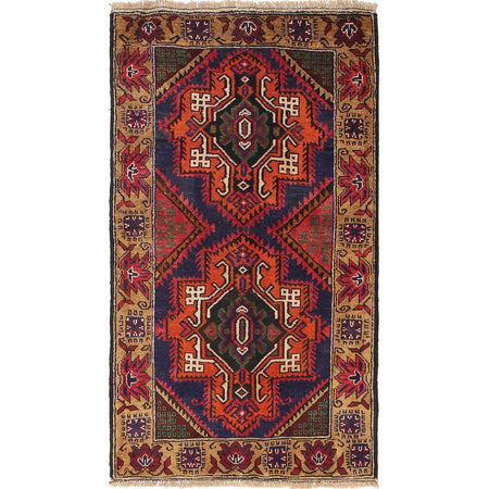 Baluchi Rug Handmade Multi Geometric 3x5 ft