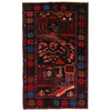 Baluchi Rug Handmade Black Geometric 3x5 ft