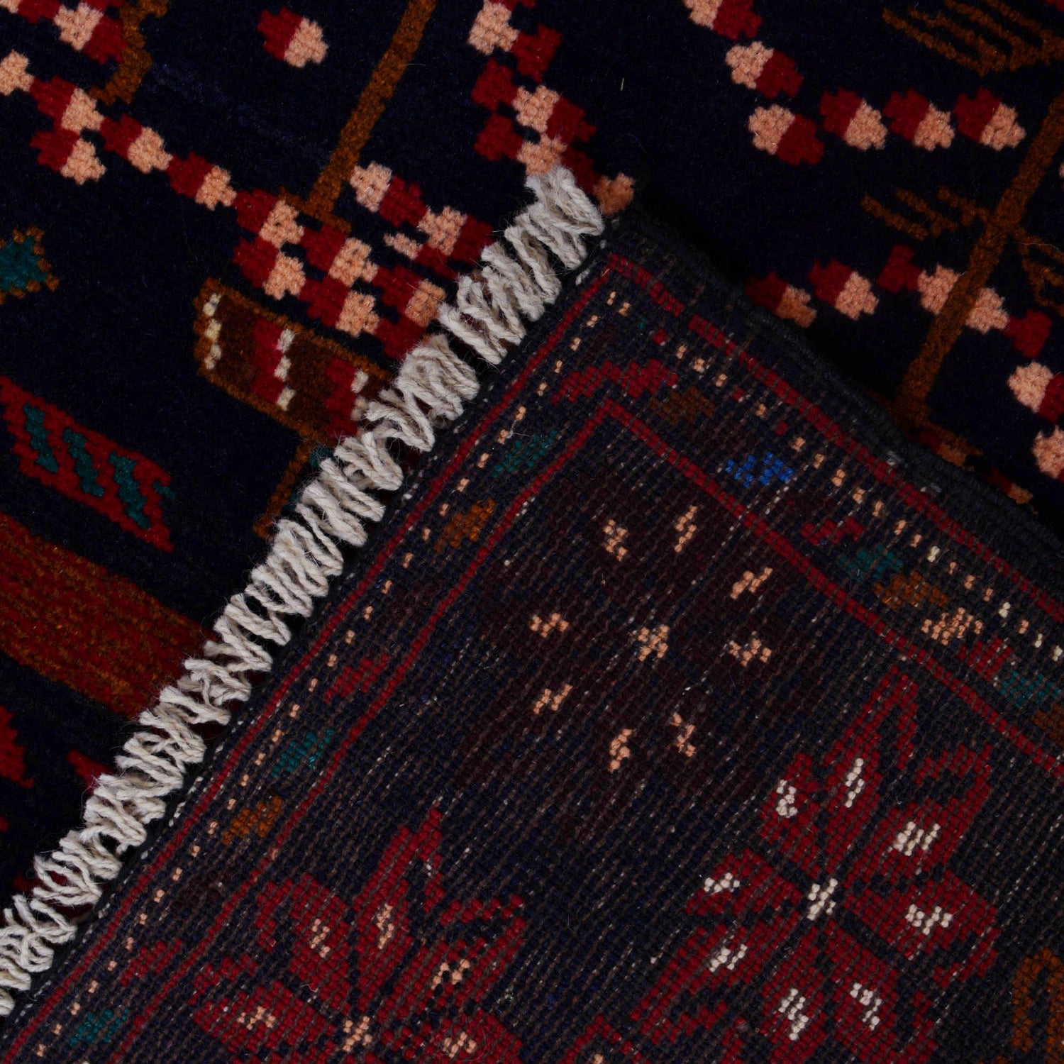 Baluchi Rug Handmade Black Geometric 3x5 ft