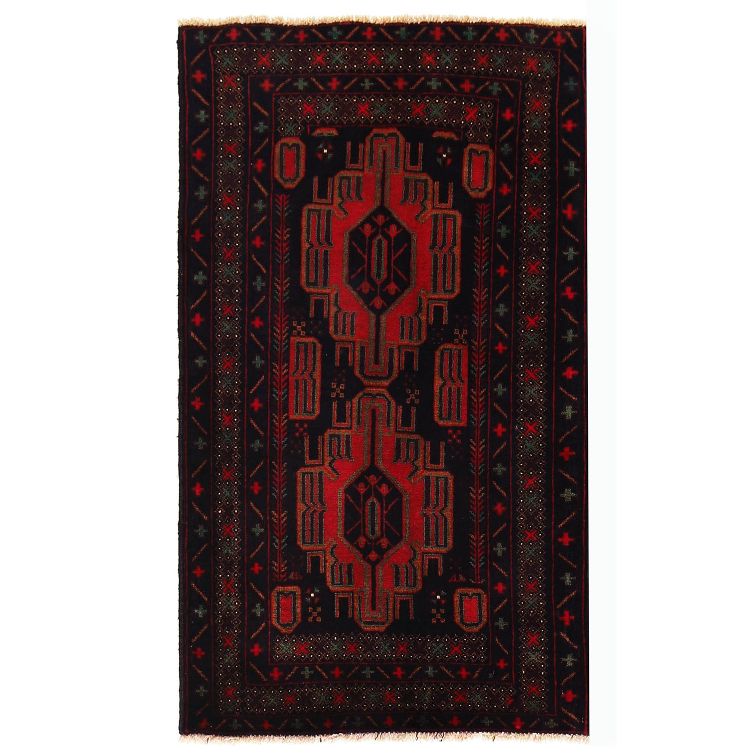 Baluchi Rug Handmade Multi Geometric 3x5 ft