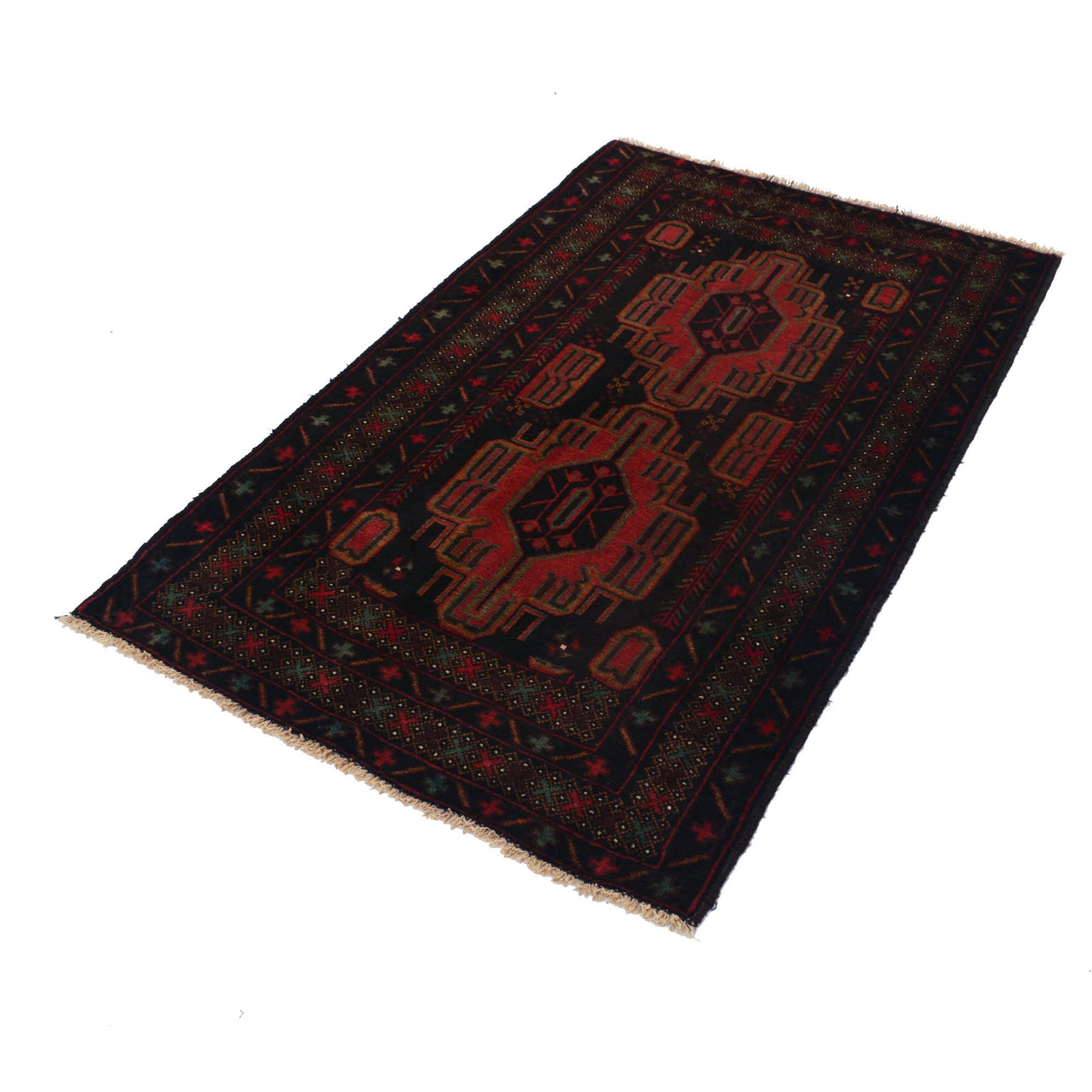 Baluchi Rug Handmade Multi Geometric 3x5 ft