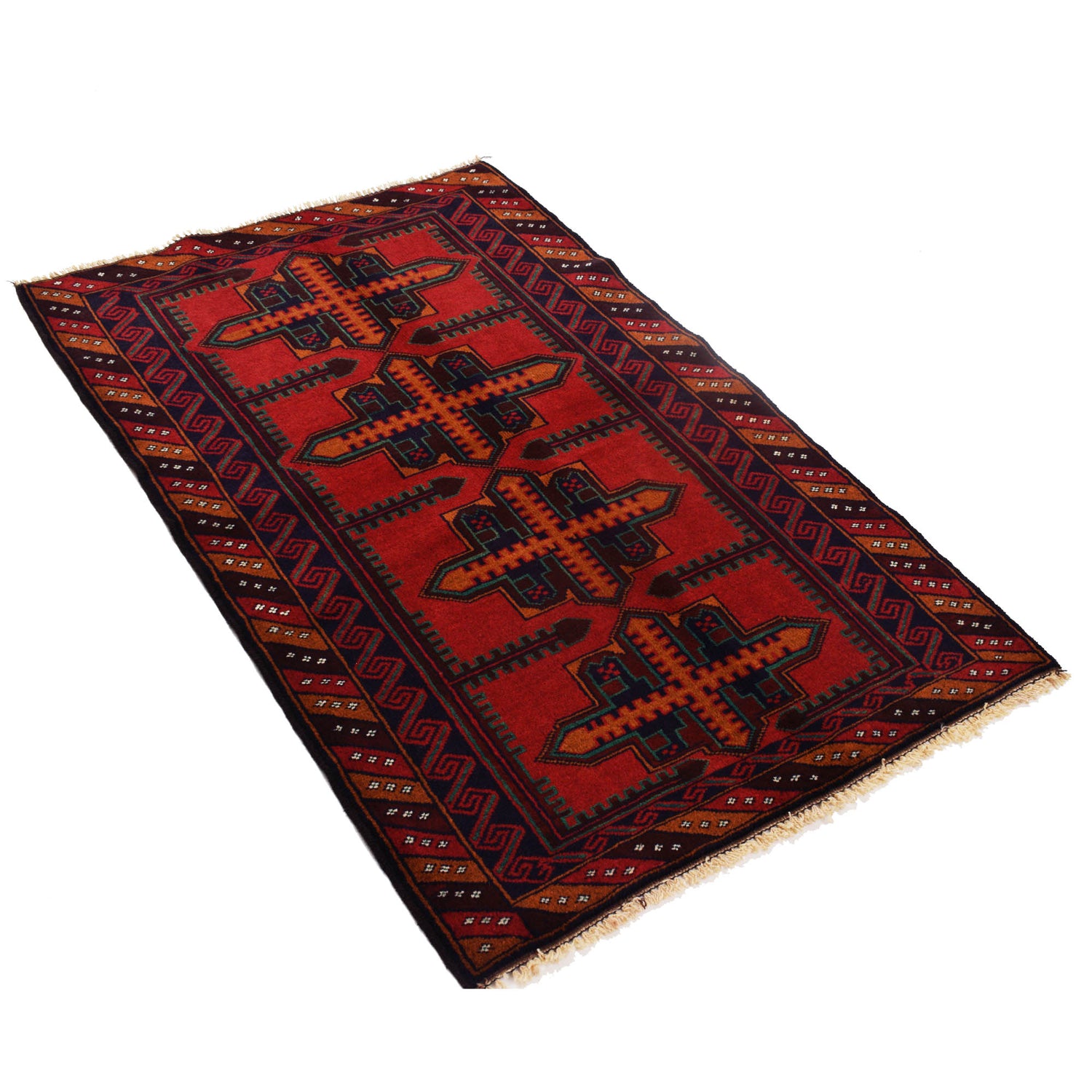 Baluchi Rug Handmade Multi Geometric 3x5 ft