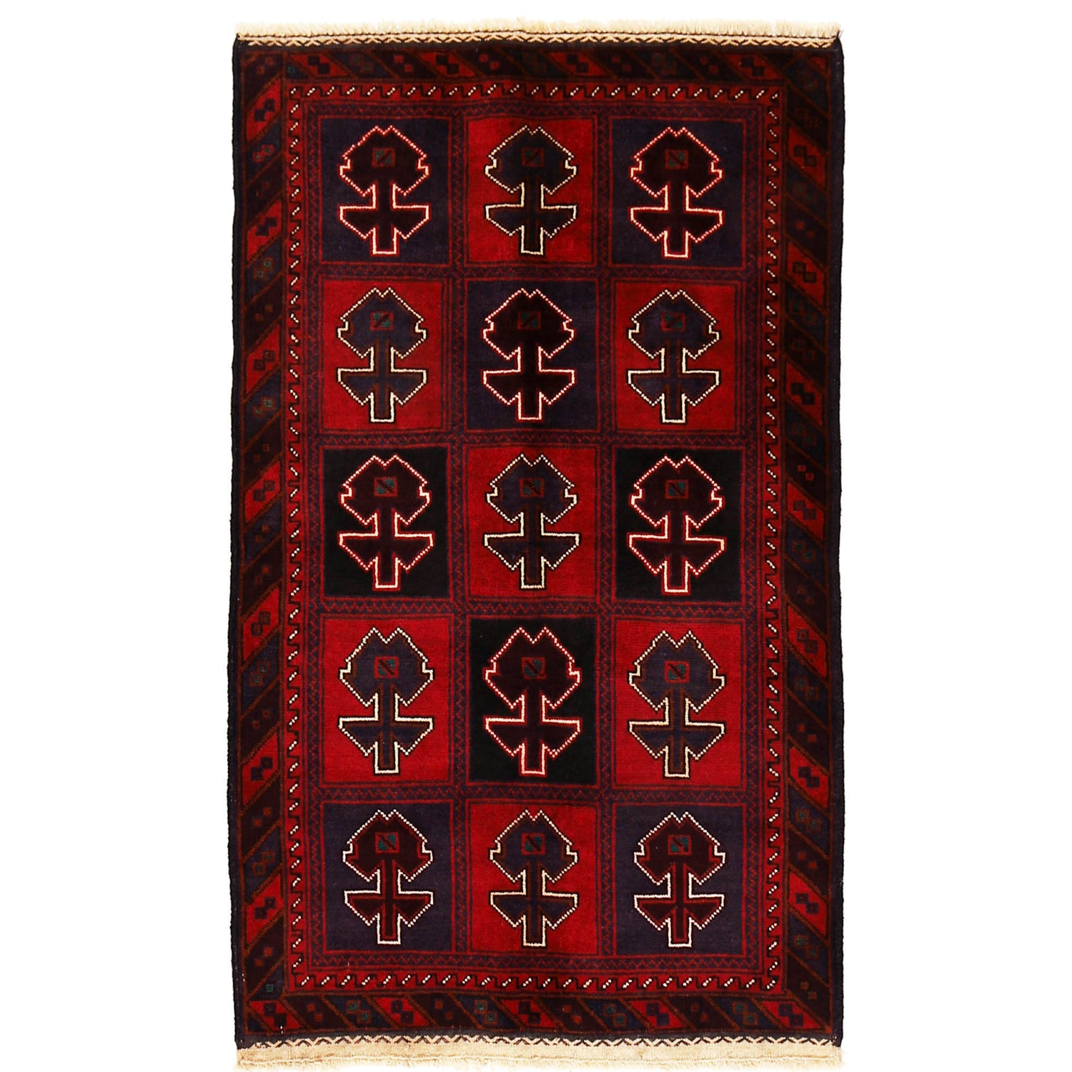 Baluchi Rug Handmade Multi Geometric 2x4 ft