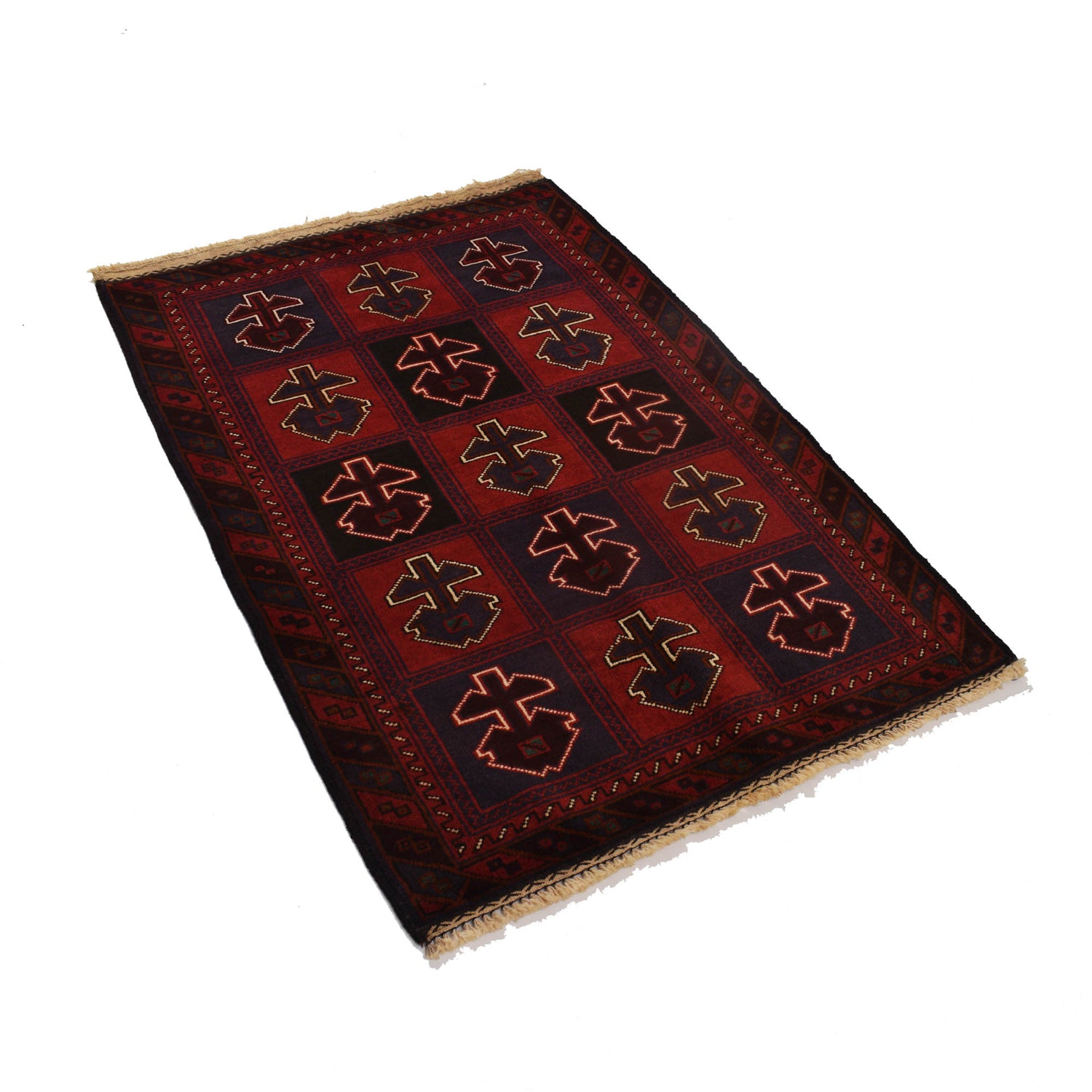 Baluchi Rug Handmade Multi Geometric 2x4 ft
