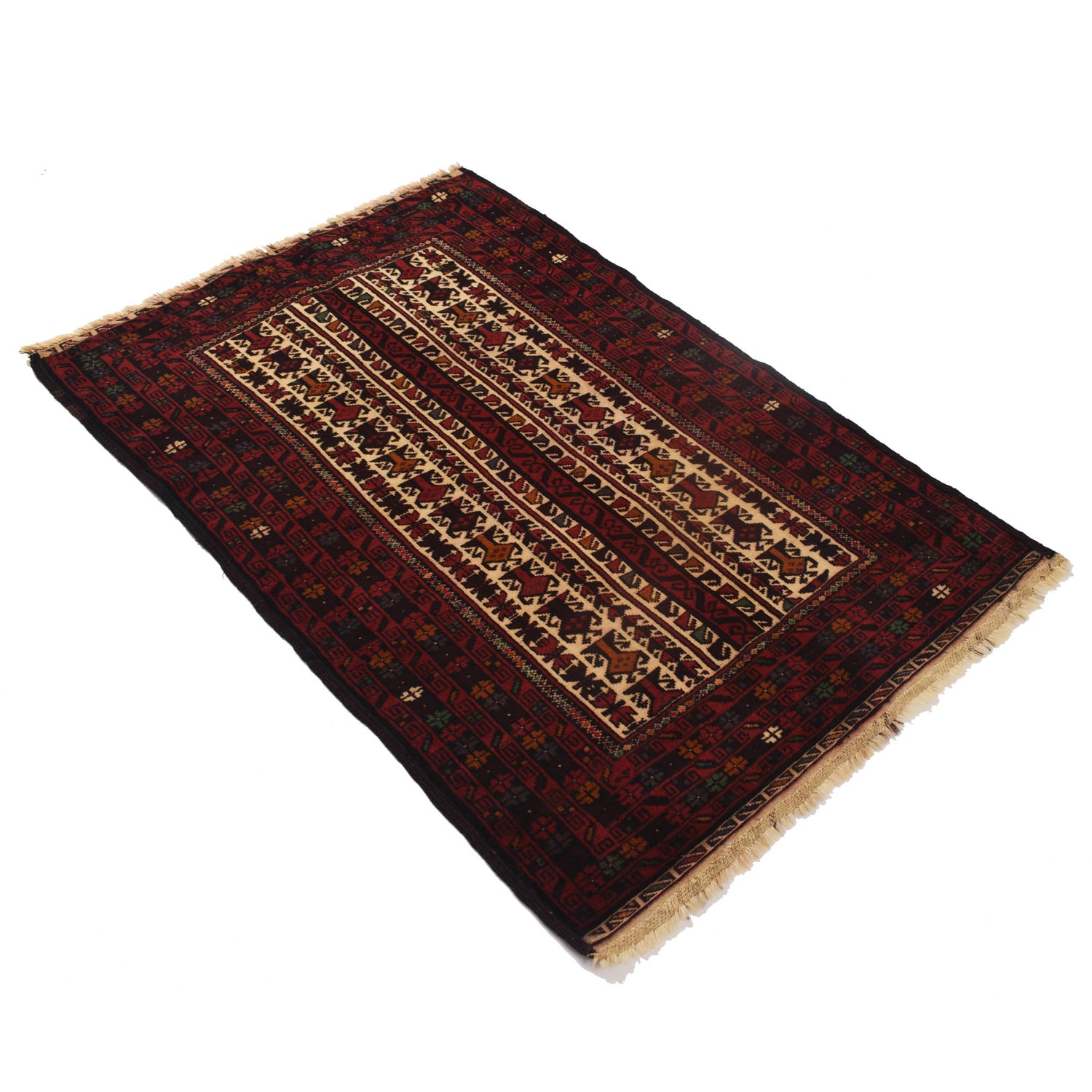 Baluchi Rug Handmade Multi Geometric 3x5 ft
