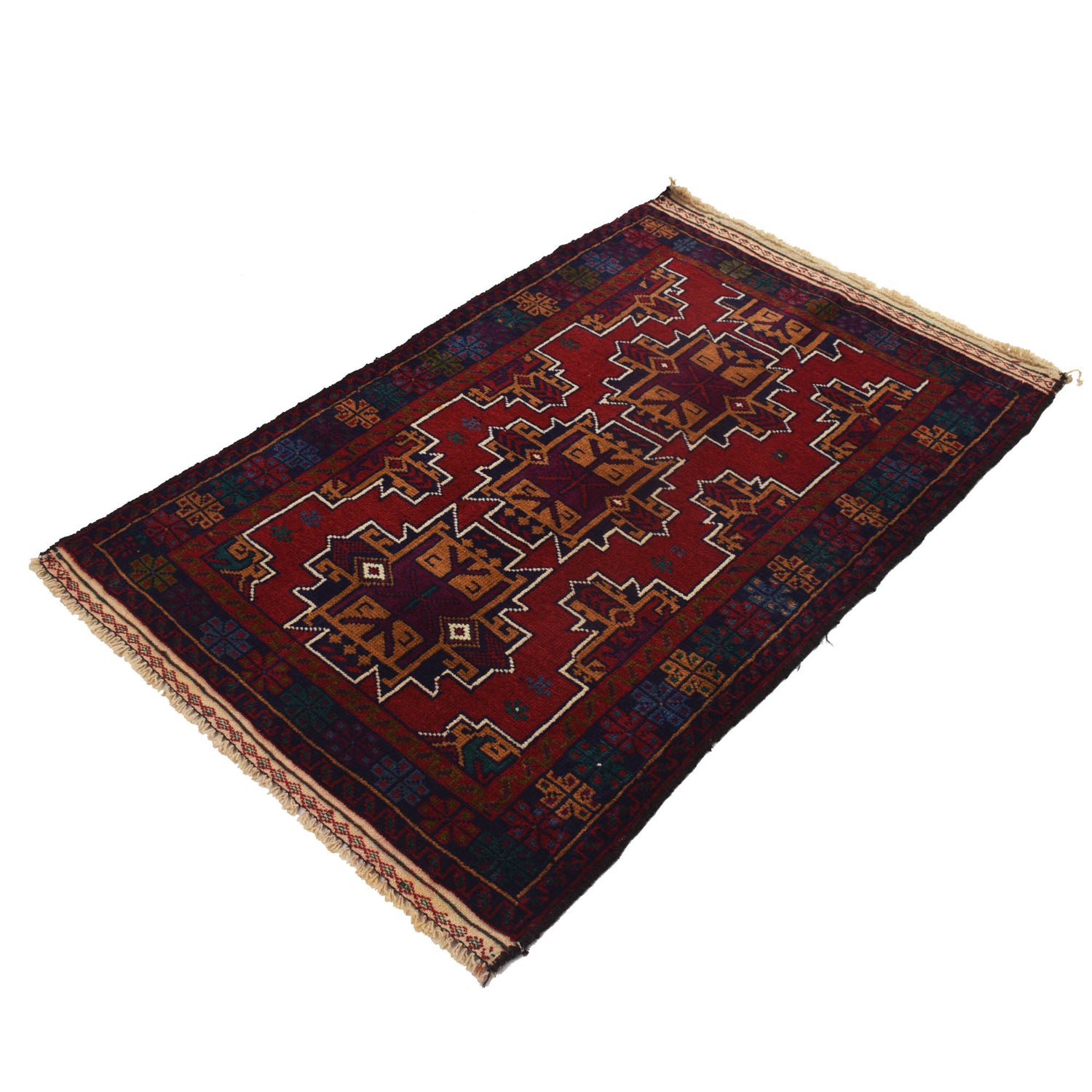 Baluchi Rug Handmade Multi Geometric 3x5 ft