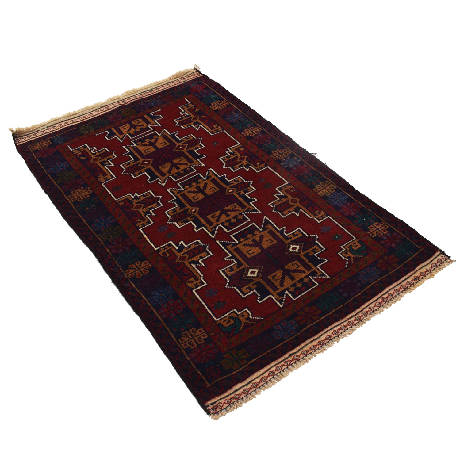 Baluchi Rug Handmade Multi Geometric 3x5 ft