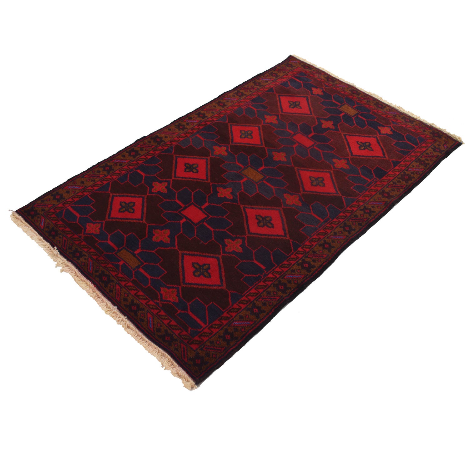 Baluchi Rug Handmade Multi Geometric 3x5 ft