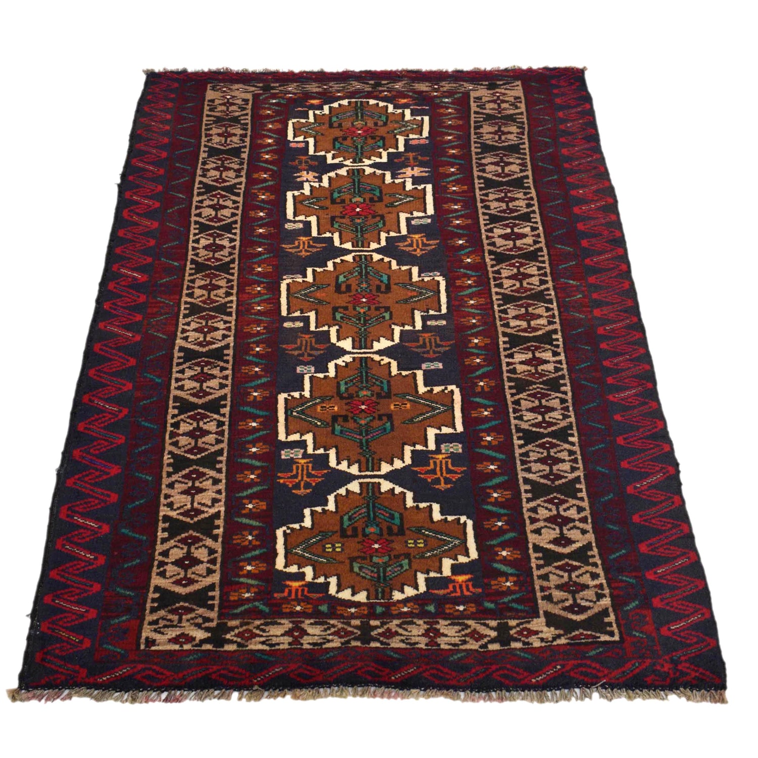 Baluchi Rug Handmade Multi Geometric 3x5 ft
