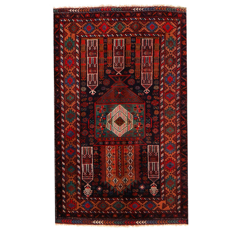 Baluchi Rug Handmade Multi Prayer Design 3x5 ft