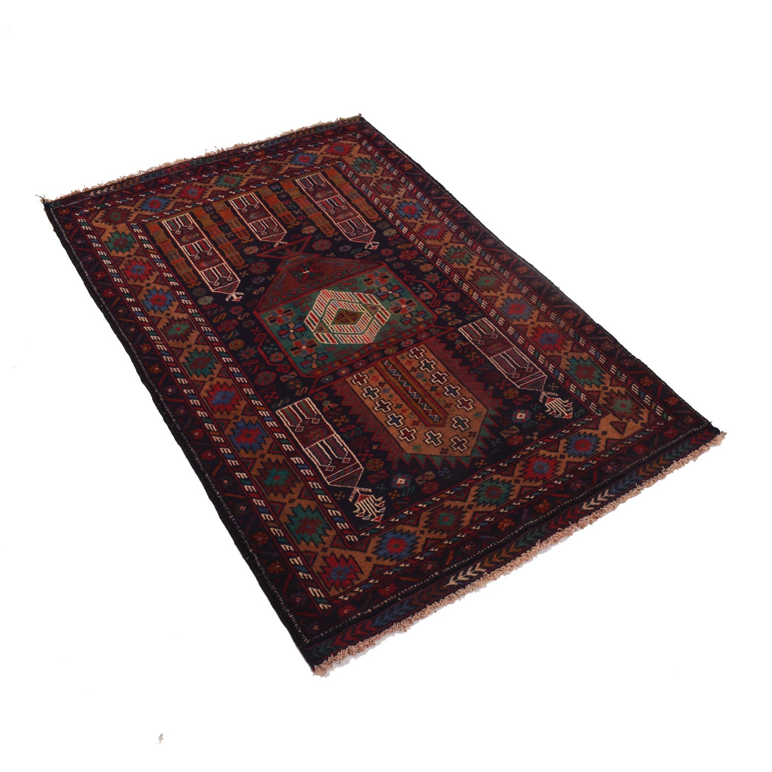 Baluchi Rug Handmade Multi Prayer Design 3x5 ft