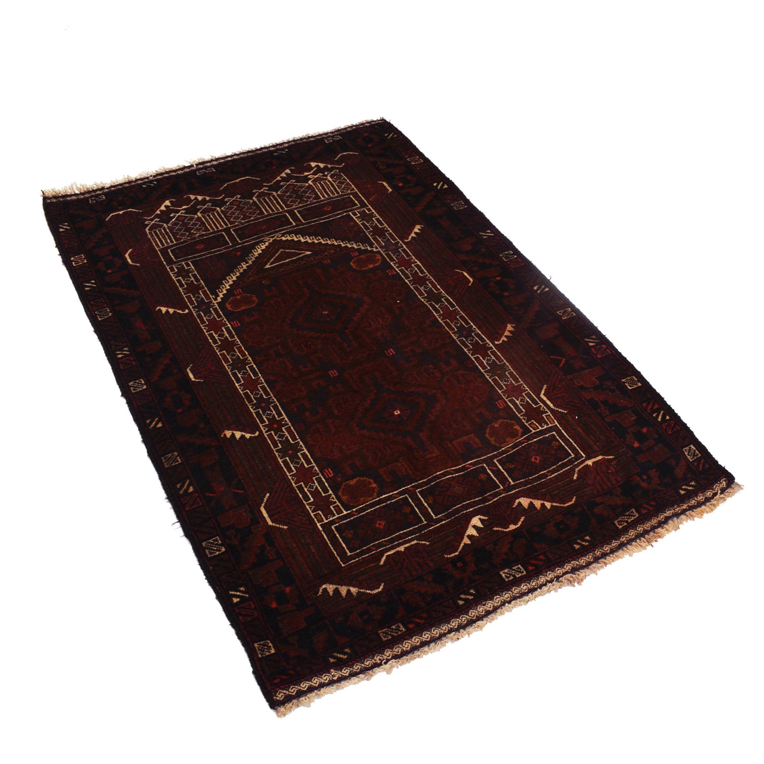 Baluchi Rug Handmade Multi Prayer Design 3x5 ft