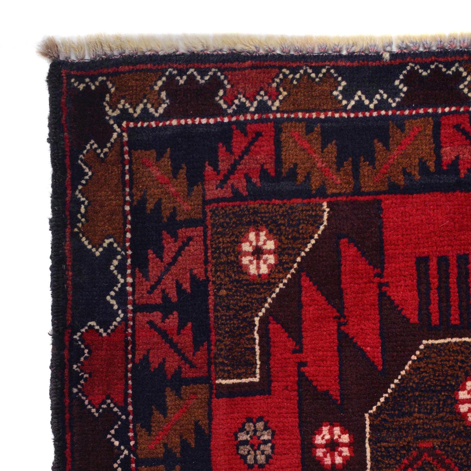 Baluchi Rug Handmade Red Geometric 3x5 ft