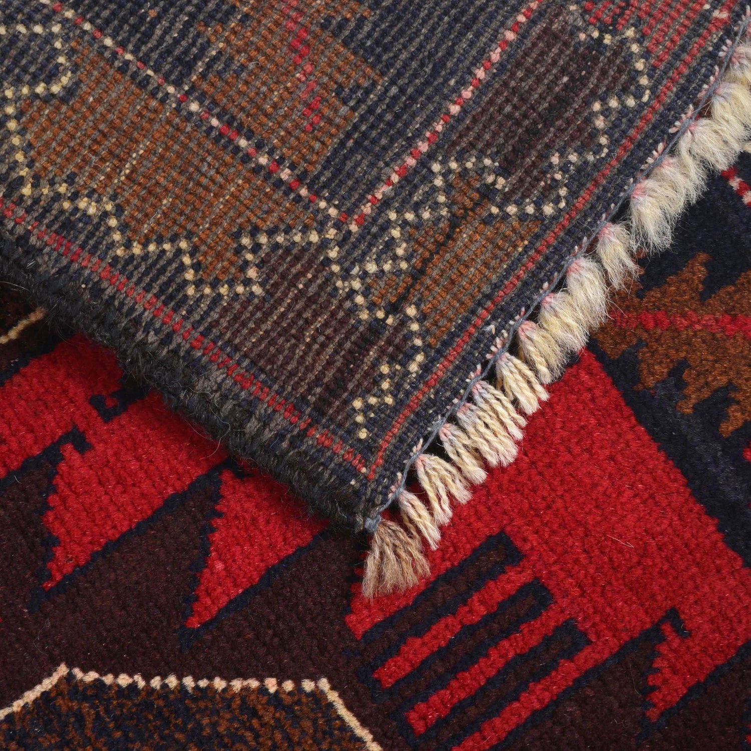 Baluchi Rug Handmade Red Geometric 3x5 ft