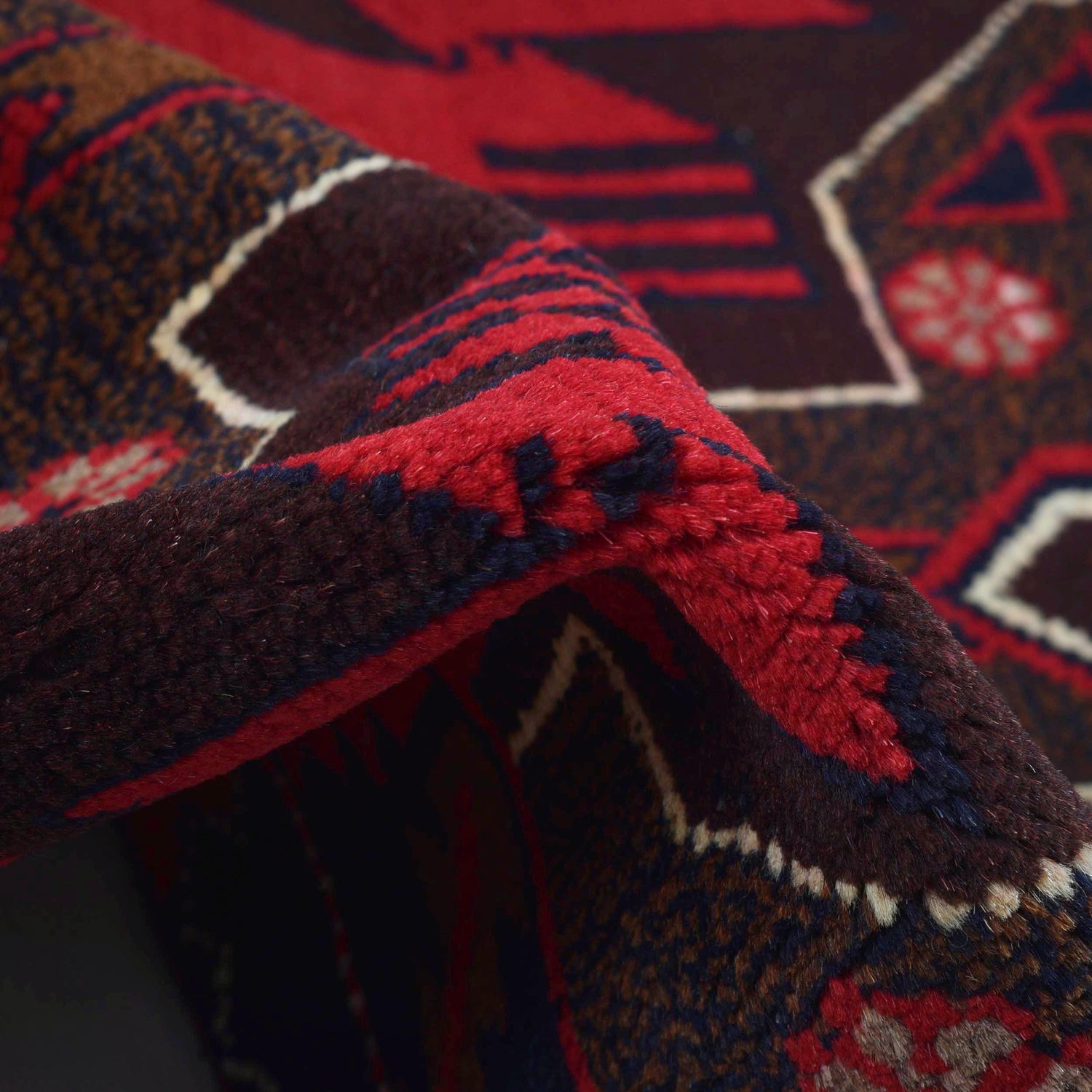 Baluchi Rug Handmade Red Geometric 3x5 ft