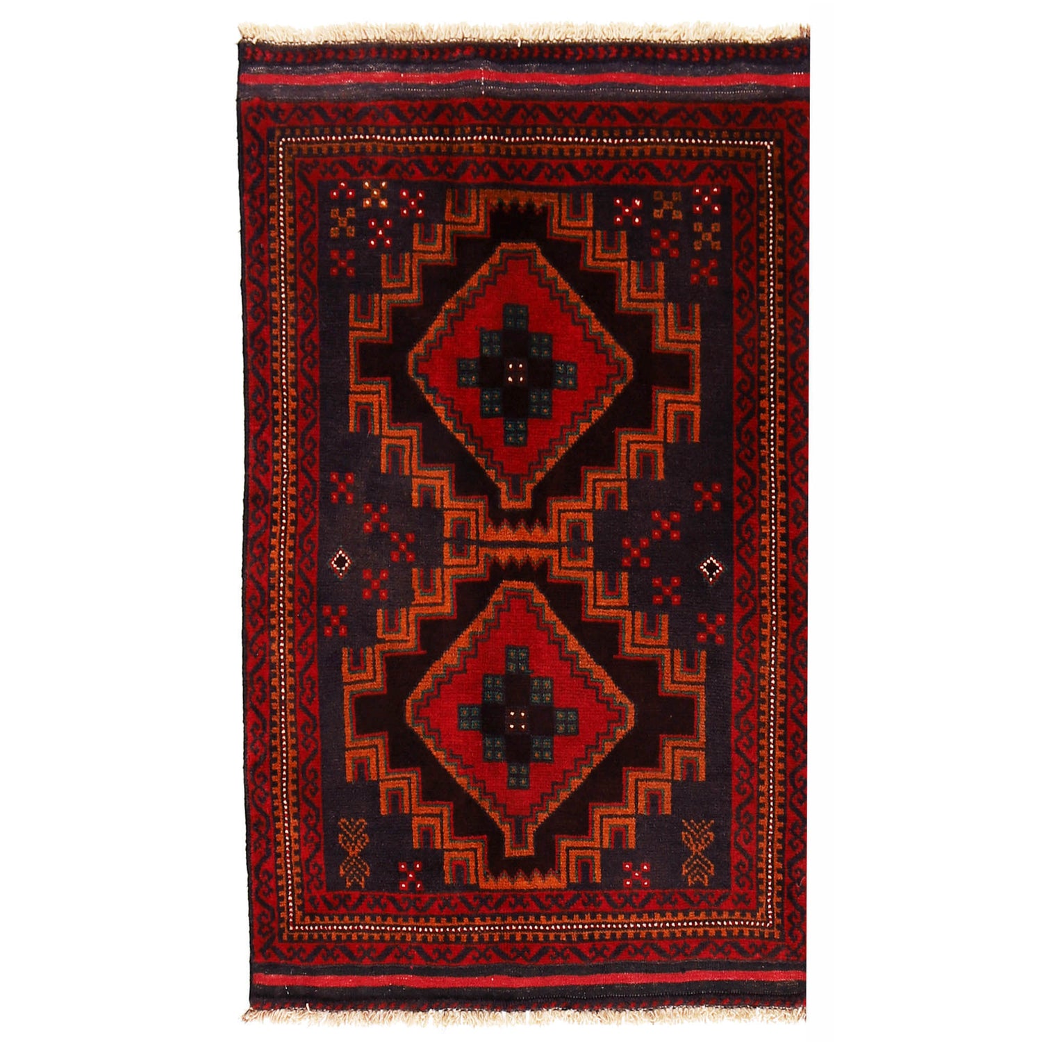 Baluchi Rug Handmade Blue Geometric 3x5 ft
