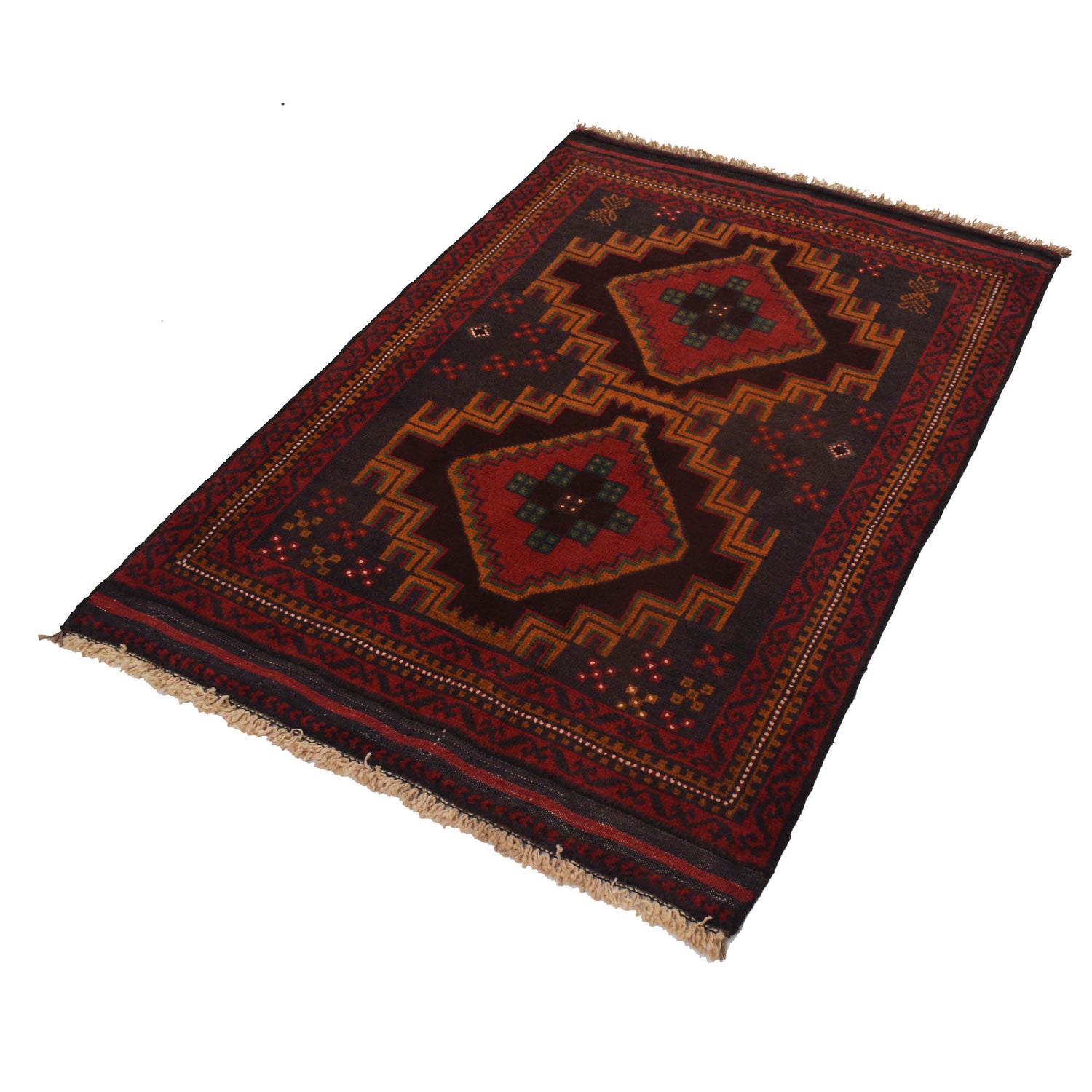 Baluchi Rug Handmade Blue Geometric 3x5 ft