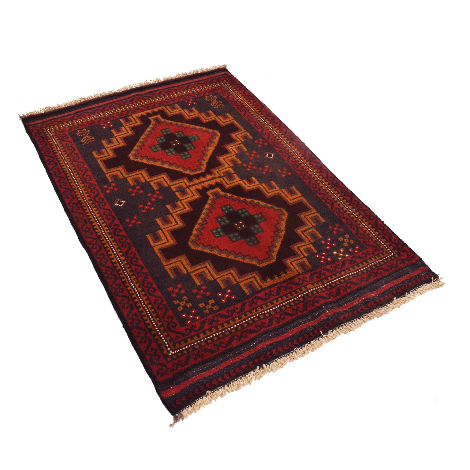 Baluchi Rug Handmade Blue Geometric 3x5 ft