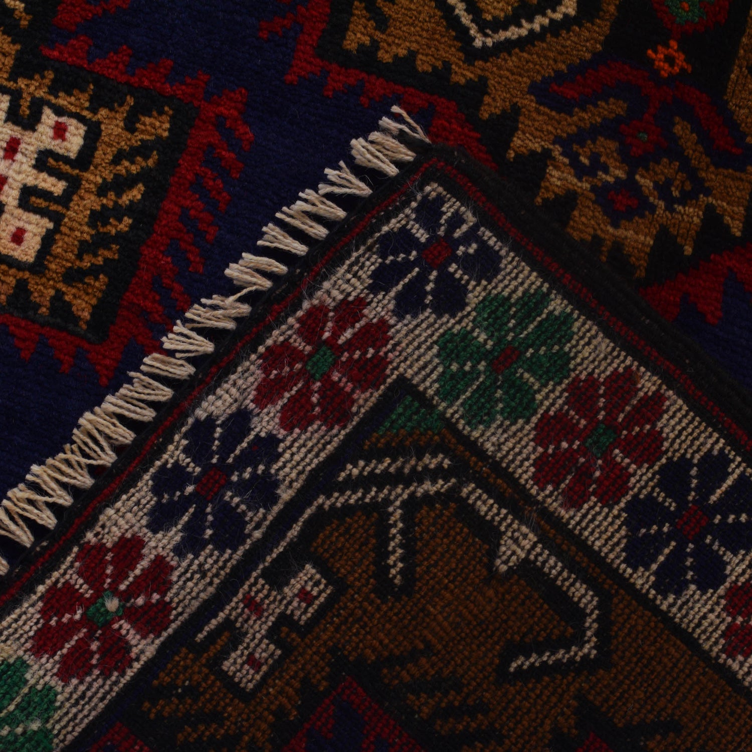 Baluchi Rug Handmade Blue Geometric 3x5 ft