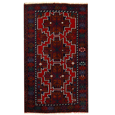 Baluchi Rug Handmade Multi Geometric 2x4 ft