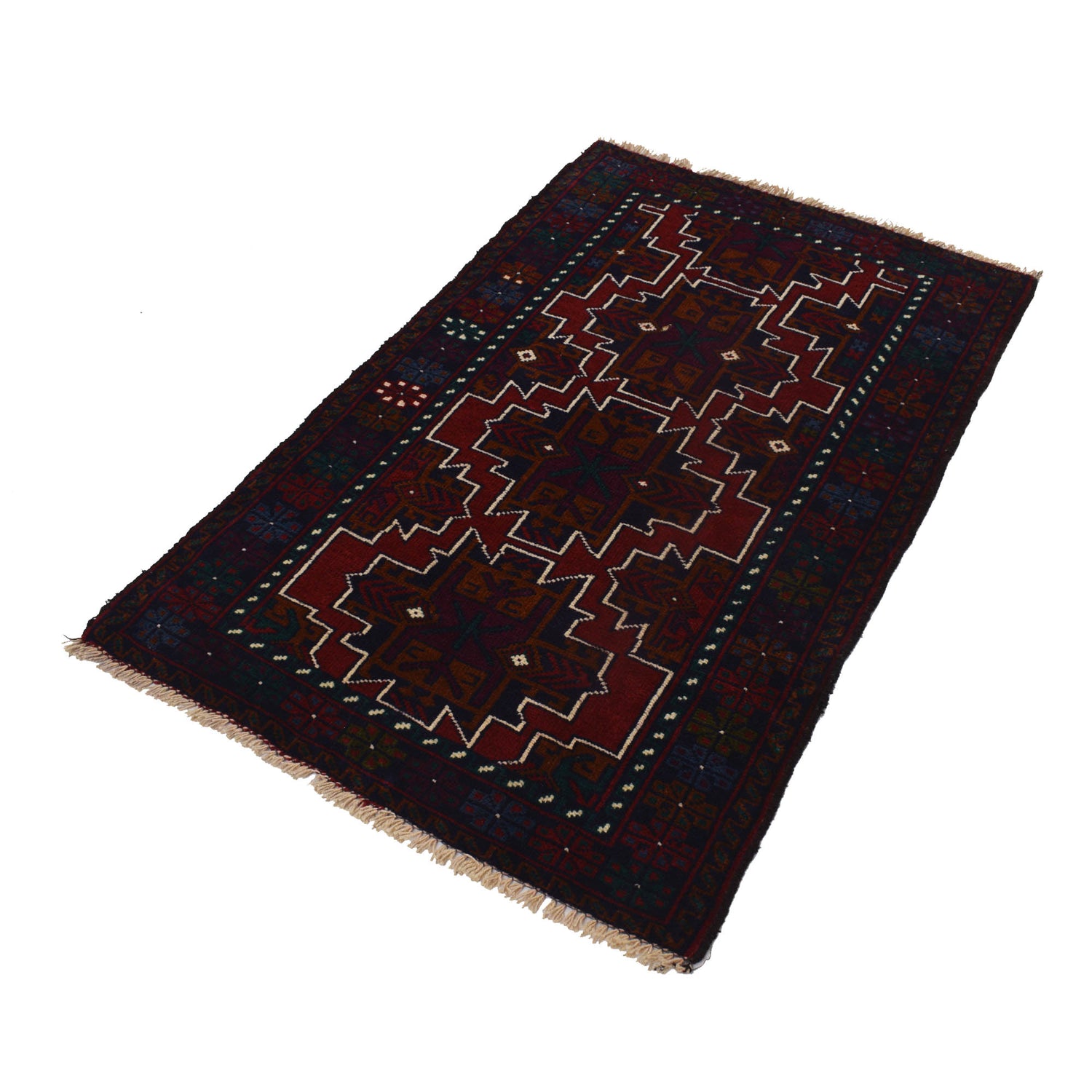 Baluchi Rug Handmade Multi Geometric 2x4 ft