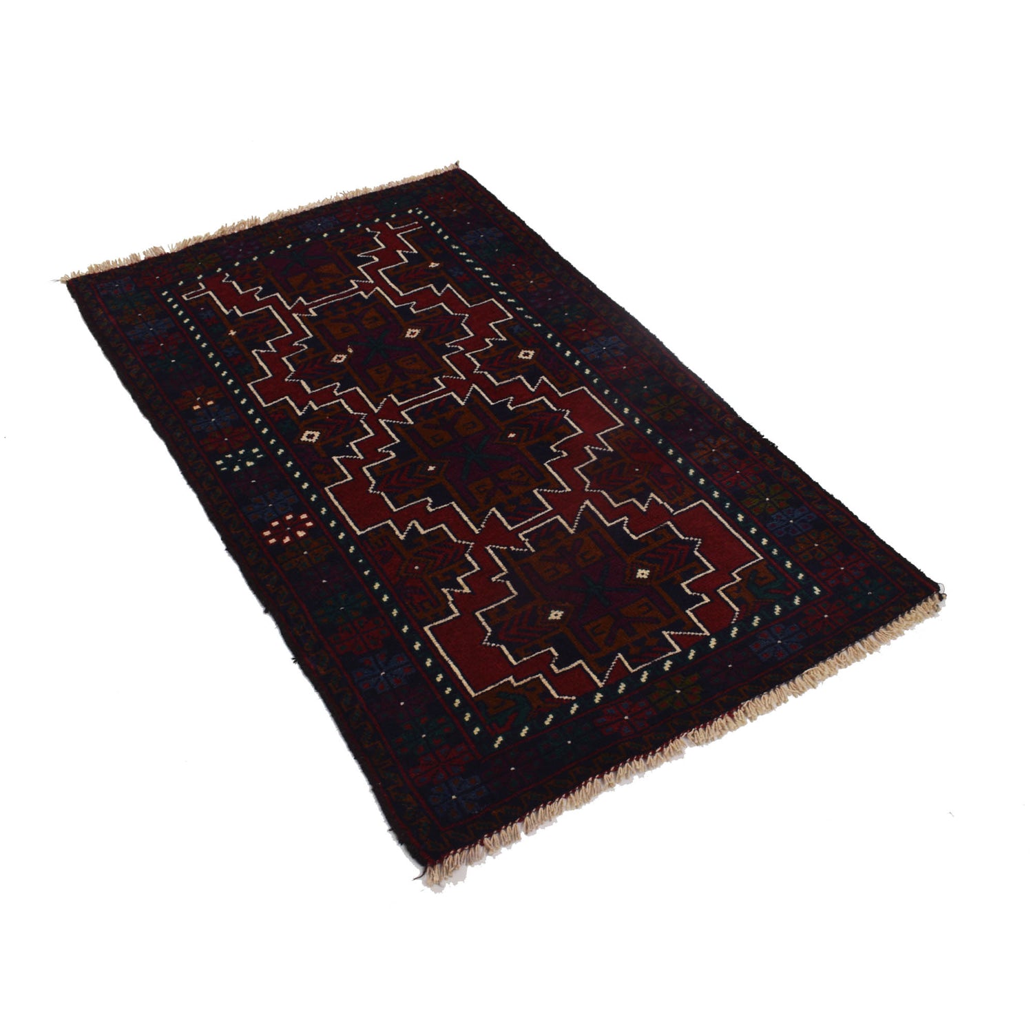 Baluchi Rug Handmade Multi Geometric 2x4 ft