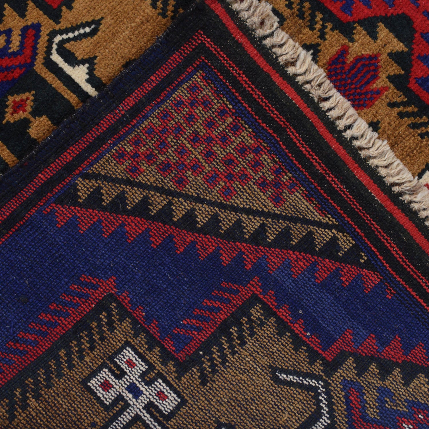 Baluchi Rug Handmade Blue Geometric 3x5 ft