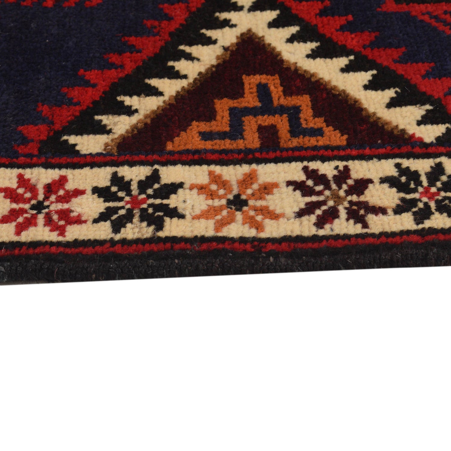 Baluchi Rug Handmade Blue Geometric 3x5 ft